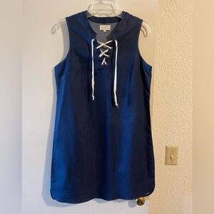 Mud Pie Blue Lace-Up Mini Dress sz Sm. Western country denim